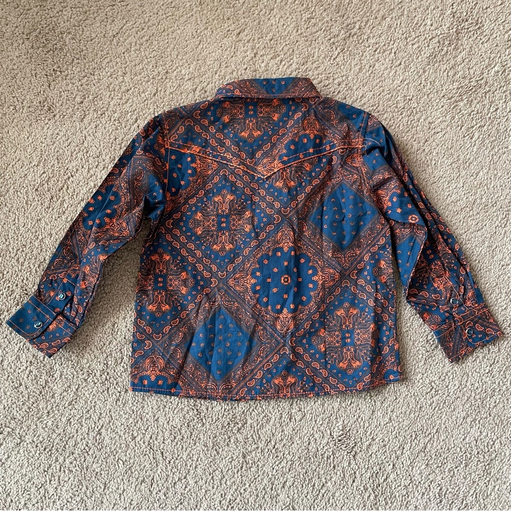 Cowboy Hardware NWT Western Shirt 3T Boys Tod Bandana Paisley Print Pearl Snap - Picture 7 of 10